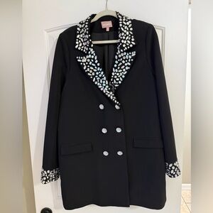 Black Embellished Women's Blazer Dress